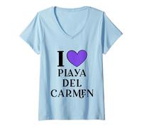 Femme I Love Playa Del Carmen Mexico Vacances T-Shirt avec Col en V