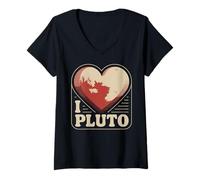 Femme I Love Pluto Retro Astronomy T-Shirt avec Col en V