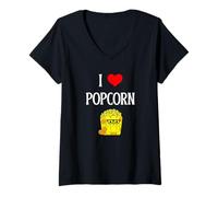 Femme I Love Popcorn I Heart Popcorn Kernel Movie Lover T-Shirt avec Col en V