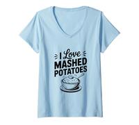 Femme I Love Purée de Pommes de Terre Foodie pour Les Amateurs de Pommes de Terre T-Shirt avec Col en V