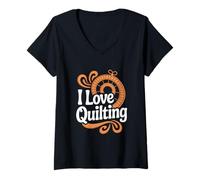 Femme I Love Quilting Couture Art Needlework T-Shirt avec Col en V
