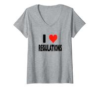 Femme I Love Regulations - Heart Cute Funny Rules Controls Audit T-Shirt avec Col en V