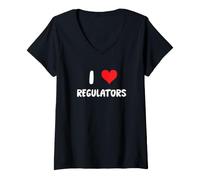 Femme I Love Regulators - Vérification des Risques de conformité aux règles de réglementation T-Shirt avec Col en V