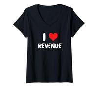 Femme I Love Revenue Entrepreneur Budget des flux de trésorerie des petites entreprises T-Shirt avec Col en V