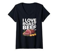 Femme I Love Roast Beef Carnivore Meat Lover BBQ Humour T-Shirt avec Col en V