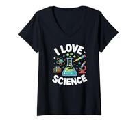 Femme I Love Science Chimie Physique Biologie T-Shirt avec Col en V