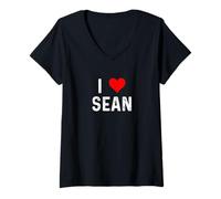 Femme I Love Sean Cœur Vieilli T-Shirt avec Col en V