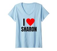 Femme I Love Sharon Cœur personnalisé pour Femme T-Shirt avec Col en V