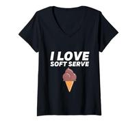 Femme I Love Soft Serve Cône de crème glacée au Chocolat T-Shirt avec Col en V