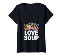 Femme I Love Soup Fun Ludique Cuisine Design T-Shirt avec Col en V