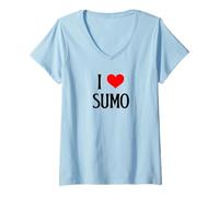 Femme I Love Sumo I Heart Sumo Art Martial Japonais T-Shirt avec Col en V
