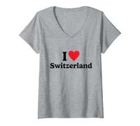 Femme I Love Switzerland T-Shirt avec Col en V