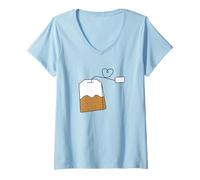 Femme I Love Tea - Sachet de thé avec Un cœur T-Shirt avec Col en V