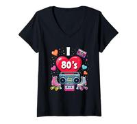 Femme I Love The 80's Retro Boombox Classic Throwback Party T-Shirt avec Col en V