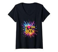 Femme I Love The 80's Retro Fun Energy Throwback Party T-Shirt avec Col en V