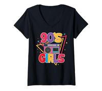 Femme I Love The 90's Slogan, 90s-Themed Party Costume for Girls T-Shirt avec Col en V