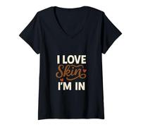 Femme I Love The Skin I'm in Affirmation Amour Propre Diversité T-Shirt avec Col en V