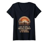 Femme I Love The Smell Of Freshly Labed Ground Corn Farmer T-Shirt avec Col en V