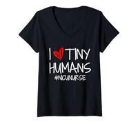 Femme I Love Tiny Humans Nicu Infirmière T-Shirt avec Col en V