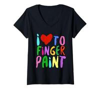 Femme I Love to Finger Paint | Funny Couples Art Lover Tee T-Shirt avec Col en V
