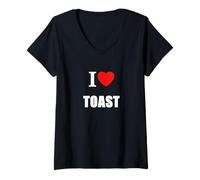 Femme I Love Toast, Beurre, Français, Fromage, Œuf ou Haricots T-Shirt avec Col en V