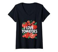 Femme I Love Tomates Fresh Vegetable Passion T-Shirt avec Col en V