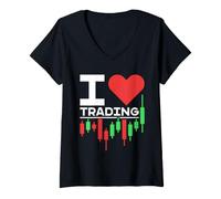 Femme I Love Trading - Candlestick Chart Trader Design Vieilli T-Shirt avec Col en V