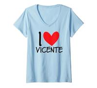 Femme I Love Vicente Nom personnalisé Homme Guy BFF Friend Heart T-Shirt avec Col en V