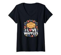 Femme I Love Waffles Berry Breakfast Delight Morning T-Shirt avec Col en V