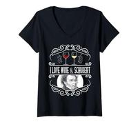 Femme I Love Wine Red White & Classical Music Vintage : Schubert T-Shirt avec Col en V