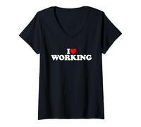 Femme I Love Working T-Shirt avec Col en V