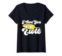 Femme I Love You Elote Corn on The COB Funny Mexican Food T-Shirt avec Col en V