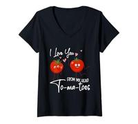 Femme I Love You from My Head Tomatoes Funny St Valentin T-Shirt avec Col en V