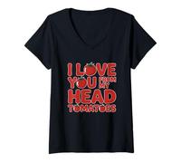 Femme I Love You from My Head Tomatoes T-Shirt avec Col en V