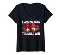 Femme I Love You More The End I Win Gnomes for Valentines Couple T-Shirt avec Col en V