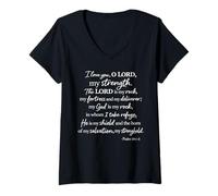 Femme I Love You O Lord My Strength Psaume 18:1 Écriture Faith God T-Shirt avec Col en V