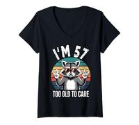 Femme I’m 57 Too Old to Care Anniversaire ANI T-Shirt avec Col en V