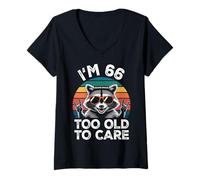 Femme I’m 66 Too Old to Care Anniversaire ANI T-Shirt avec Col en V