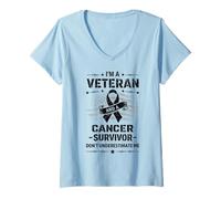 Femme I’m a Veteran and a Cancer Survivor Don’t Underestimate Me T-Shirt avec Col en V