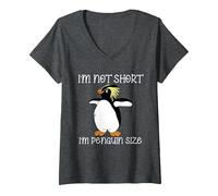 Femme I’m Not Short I’m Penguin Size Funny Animal Cute Birds T-Shirt avec Col en V, Chiné Foncé, XL