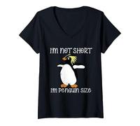 Femme I’m Not Short I’m Penguin Size Funny Animal Cute Birds T-Shirt avec Col en V, Noir, L