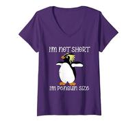 Femme I’m Not Short I’m Penguin Size Funny Animal Cute Birds T-Shirt avec Col en V, Violet, L