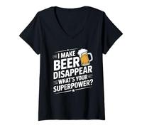 Femme I Make Beer Disappear What's Your Superpower Bière Fun Homme T-Shirt avec Col en V