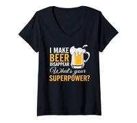 Femme I Make Beer Disappear What's Your Superpower Drinking Team T-Shirt avec Col en V