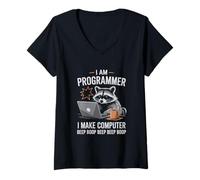 Femme I Make Computer Beep Boop Funny Programmer T-Shirt avec Col en V
