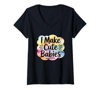Femme I Make Cute Babies T-Shirt avec Col en V