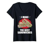 Femme I Make The Best Sandwiches Funny Foodie Sandwich sur le thème du sandwich T-Shirt avec Col en V
