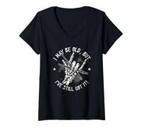 Femme I May Be Old But I Saw all Cool Bands T-Shirt avec Col en V