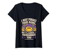 Femme I May Forget Your Name But Always Remember You Alzheimer T-Shirt avec Col en V