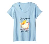 Femme I May Look Calm But in My Head I've Slapped You Lama T-Shirt avec Col en V